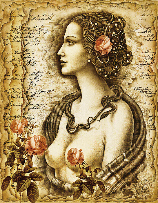 Dívka s růží (64 x 47 cm)